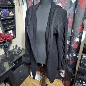 Black Cutout Sleeve Cardigan, Small